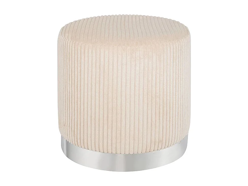 Pouf en Velours Côtelé "Sylia" 38cm Ivoire