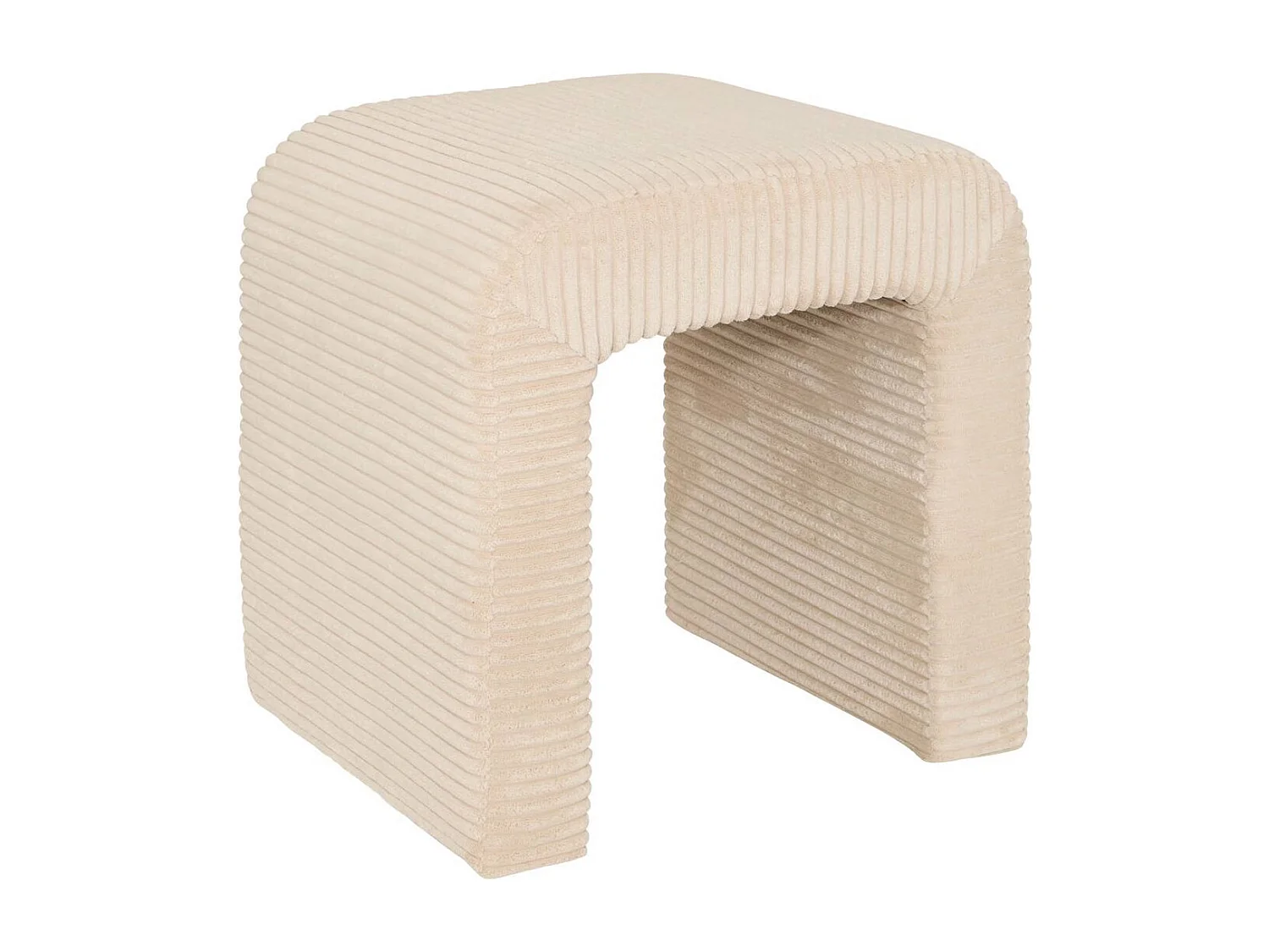 Pouf Arche Velours Côtelé "Sevi" 43cm Beige Clair