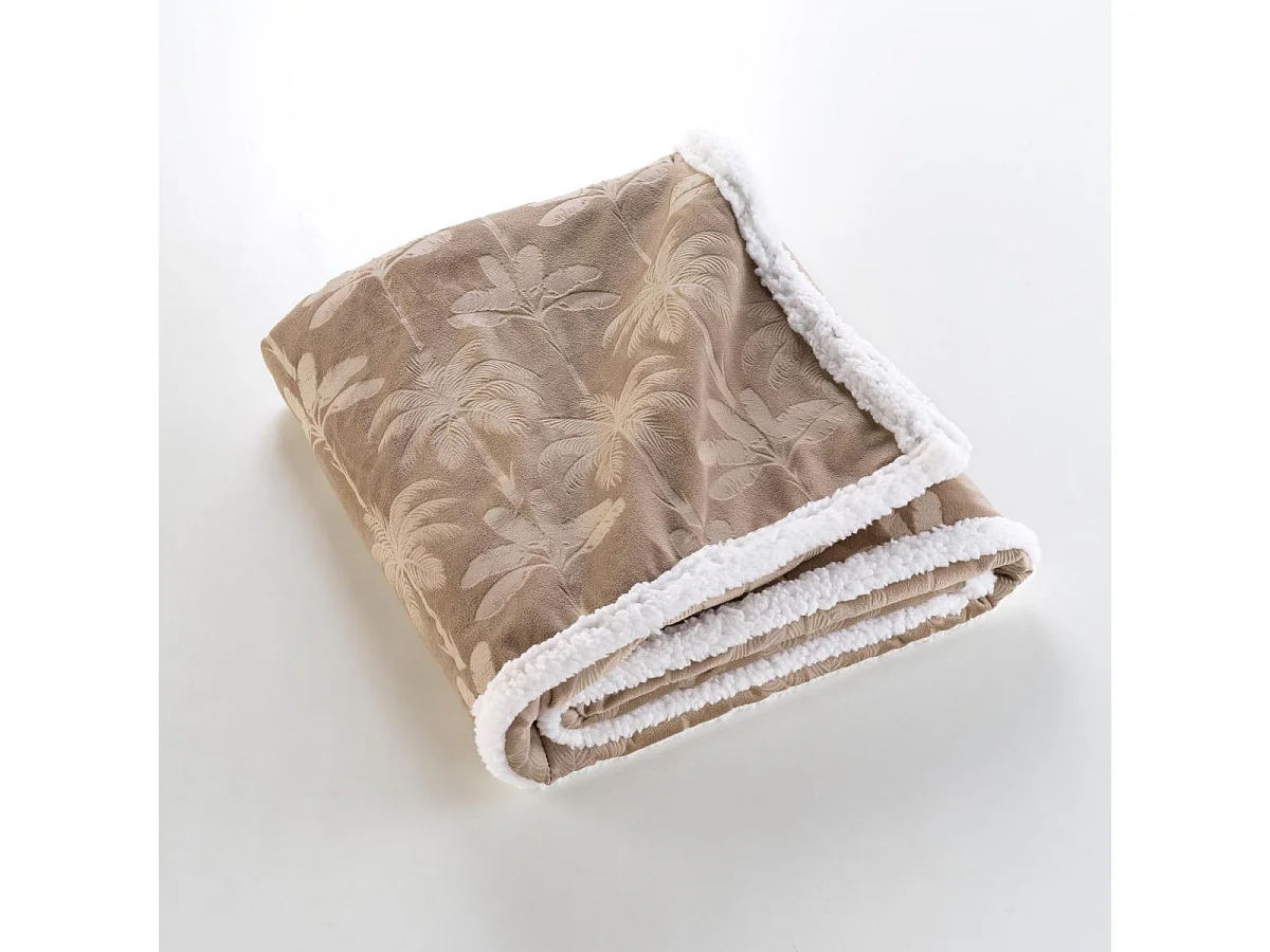 Plaid Imprimé en Velours "Palmys" 125x150cm Marron