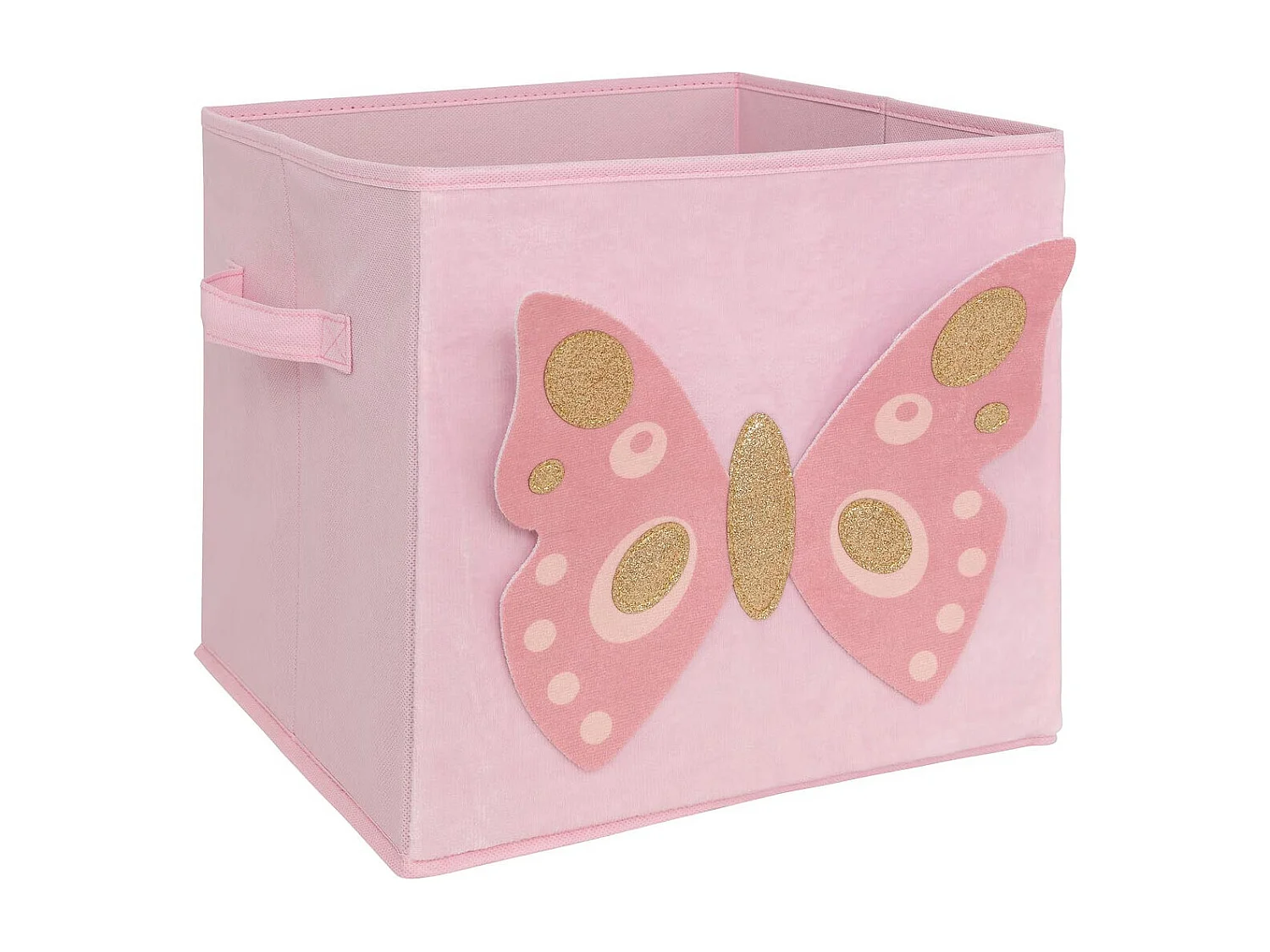 Boîte de Rangement en Velours "Papillon" 29x29cm Rose