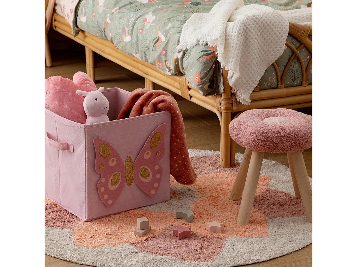 Boîte de Rangement en Velours "Papillon" 29x29cm Rose