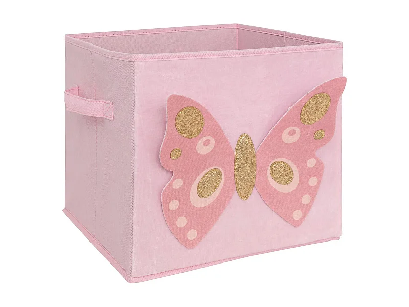 Boîte de Rangement en Velours "Papillon" 29x29cm Rose