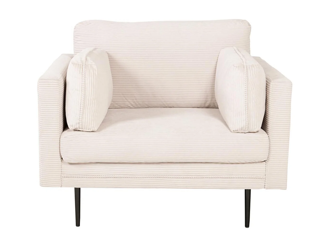 Fauteuil Design en Velours Côtelé "Boom" 110cm Beige Clair