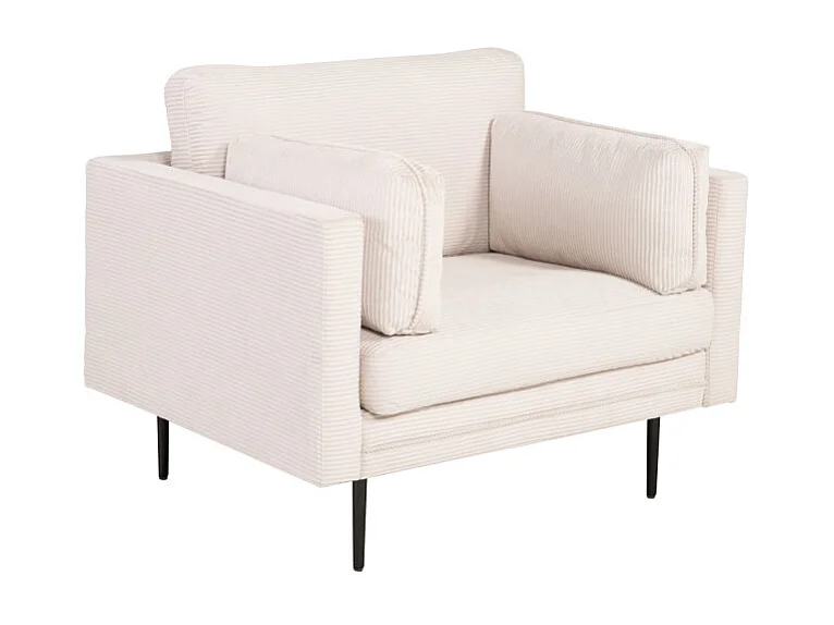 Fauteuil Design en Velours Côtelé "Boom" 110cm Beige Clair