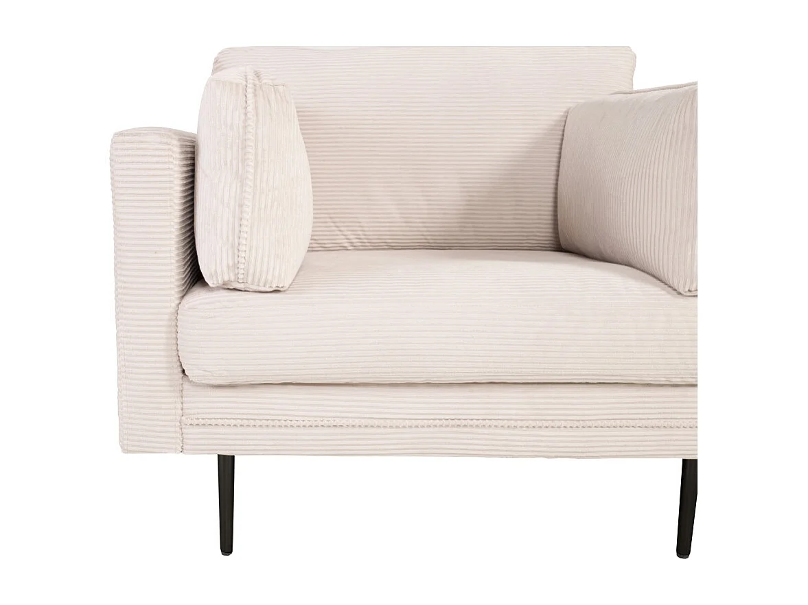 Fauteuil Design en Velours Côtelé "Boom" 110cm Beige Clair