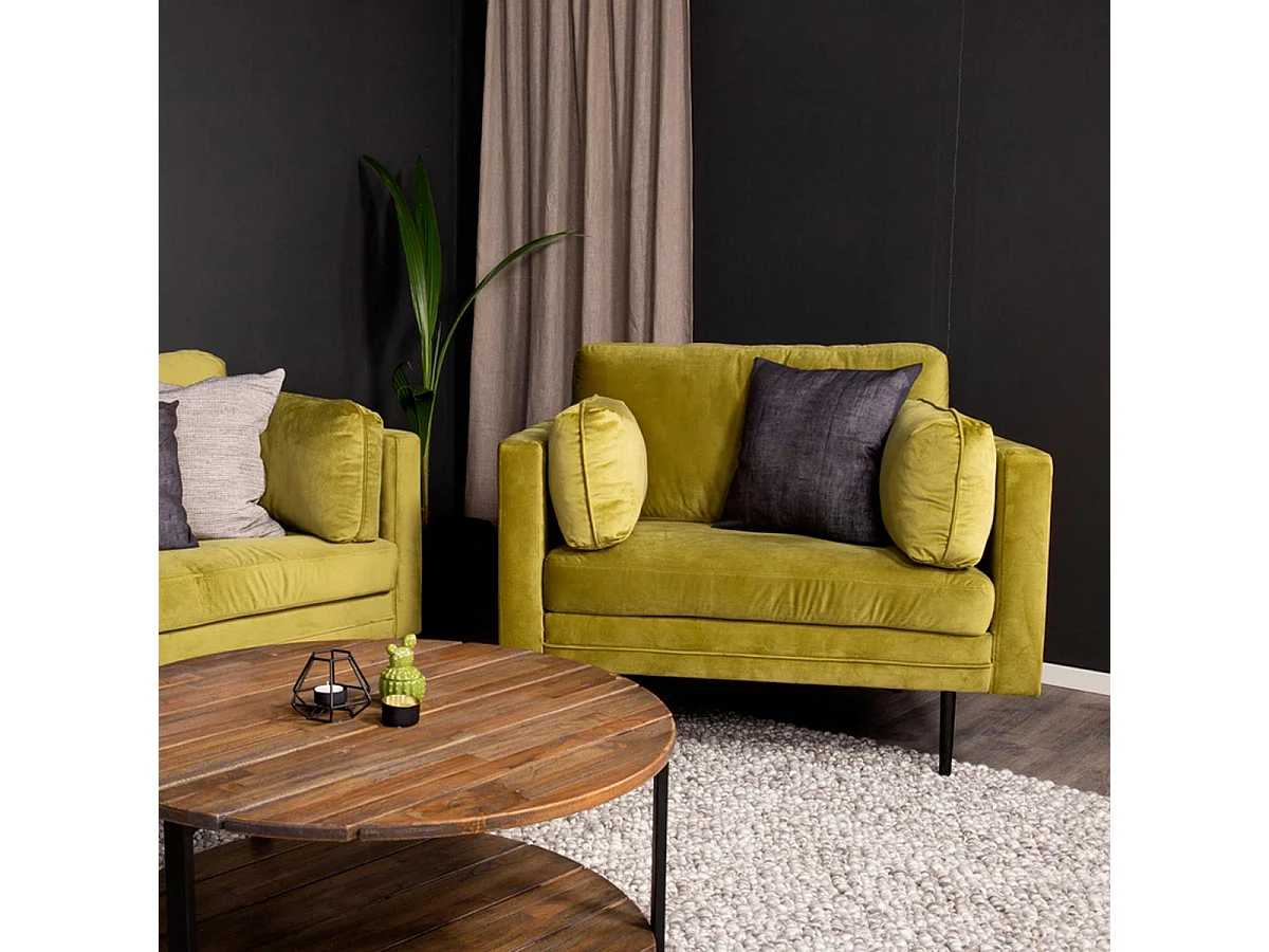 Fauteuil Design en Velours "Boom" 110cm Vert & Noir