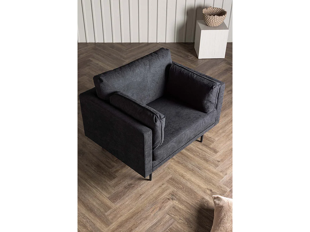 Fauteuil Design en Tissu "Boom" 110cm Noir