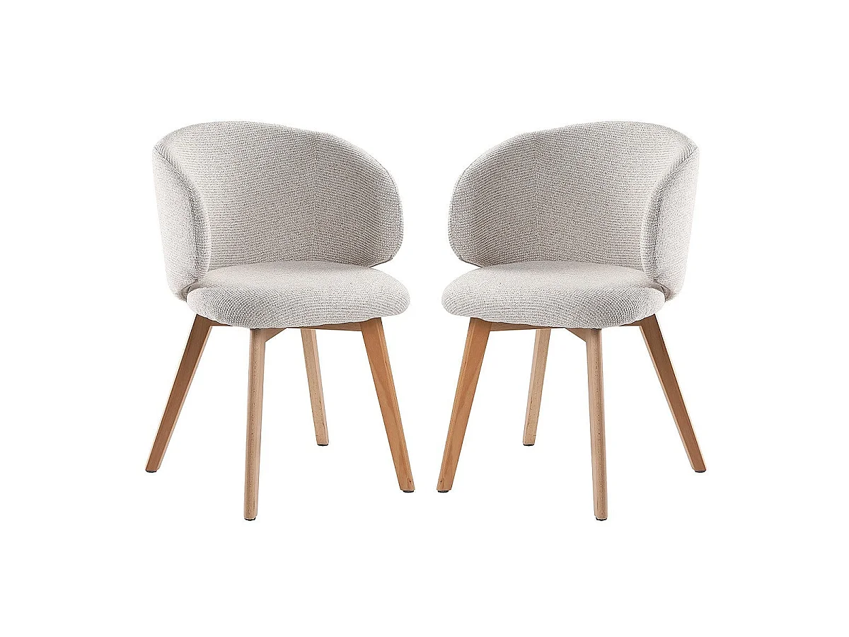 Lot de 2 Chaises en tissu et pieds en hêtre H79 cm - SOLENE