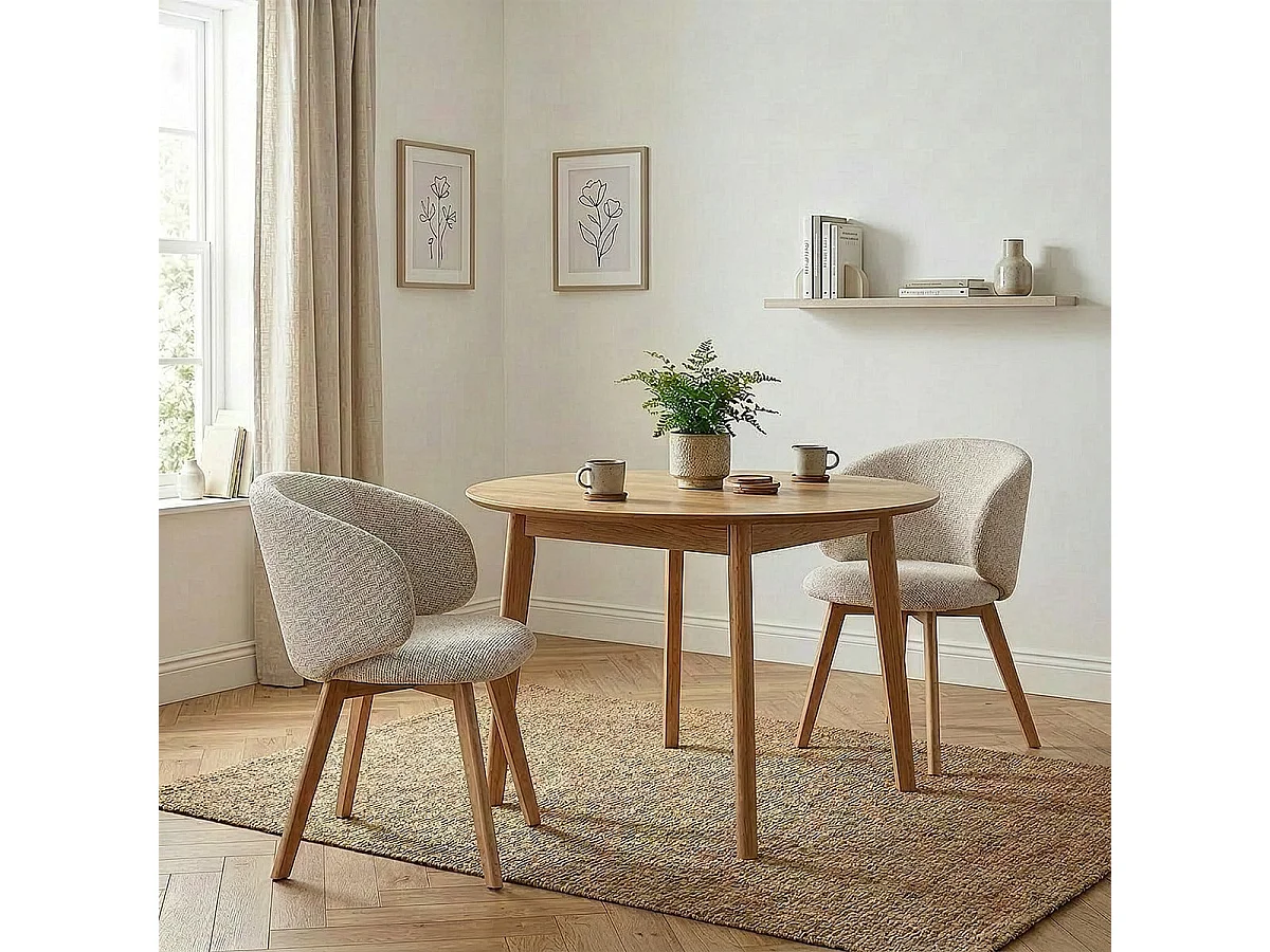 Lot de 2 Chaises en tissu et pieds en hêtre H79 cm - SOLENE