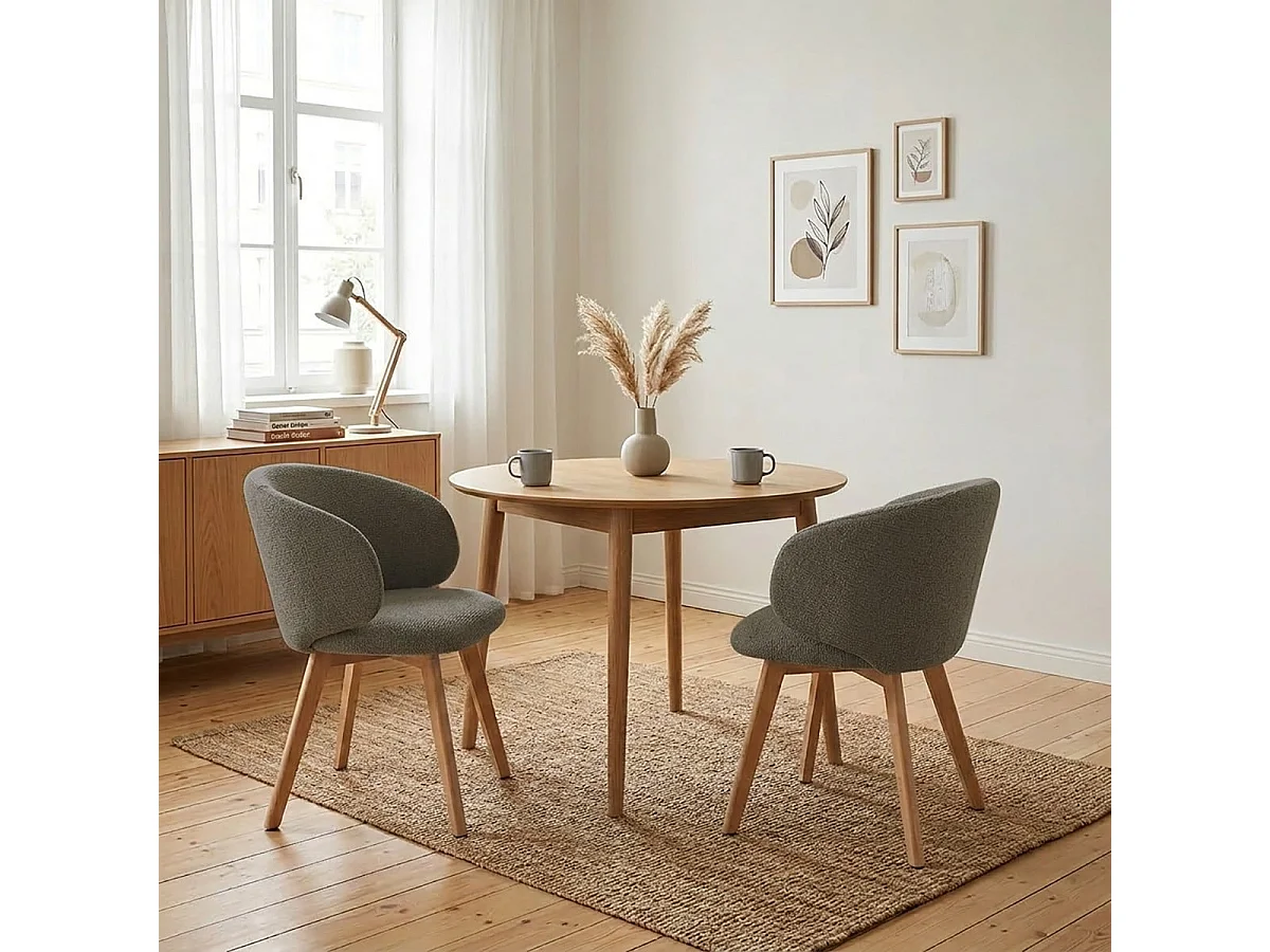 Zestaw 2 krzeseł z tkaniny z bukowymi nogami H79 cm - SOLENE