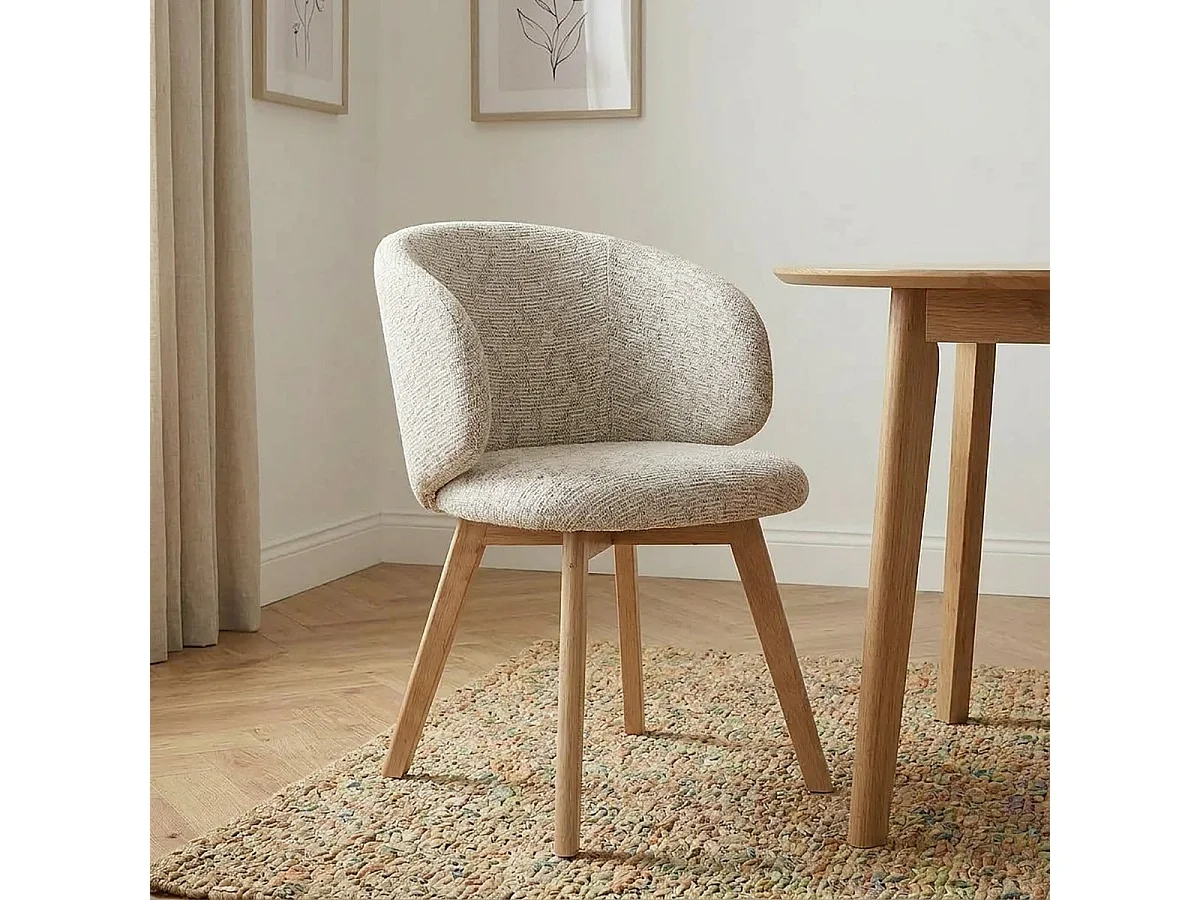 Set of 2 fabric chairs with beech legs, 79 cm high - SOLENE
