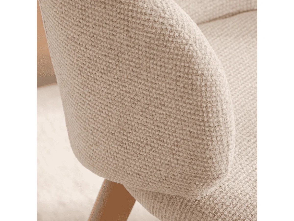 Stühle 2er?Set, aus stoff Beige und massive Holzfüße H79 cm - SOLÈNE