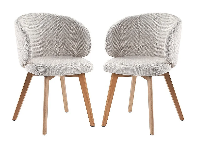 Lote de 2 sillas en tela beige y patas de madera maciza A79 cm - SOLÈNE