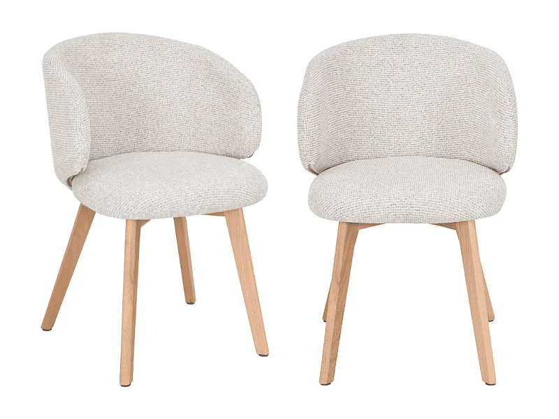 Stühle 2er?Set, aus stoff Beige und massive Holzfüße H79 cm - SOLÈNE
