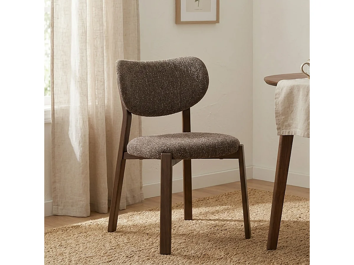 Set di 2 sedie, in tessuto marrone con gambe in finitura noce H77 cm - OSLO