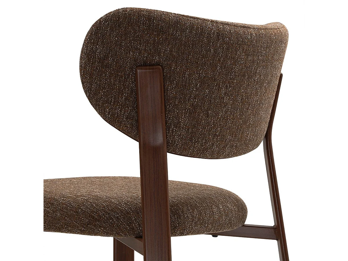 Set di 2 sedie, in tessuto marrone con gambe in finitura noce H77 cm - OSLO