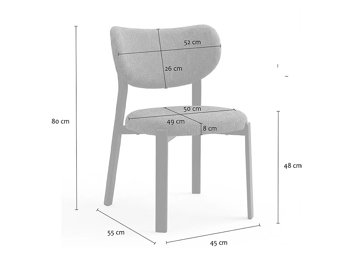 Set di 2 sedie, in tessuto marrone con gambe in finitura noce H77 cm - OSLO