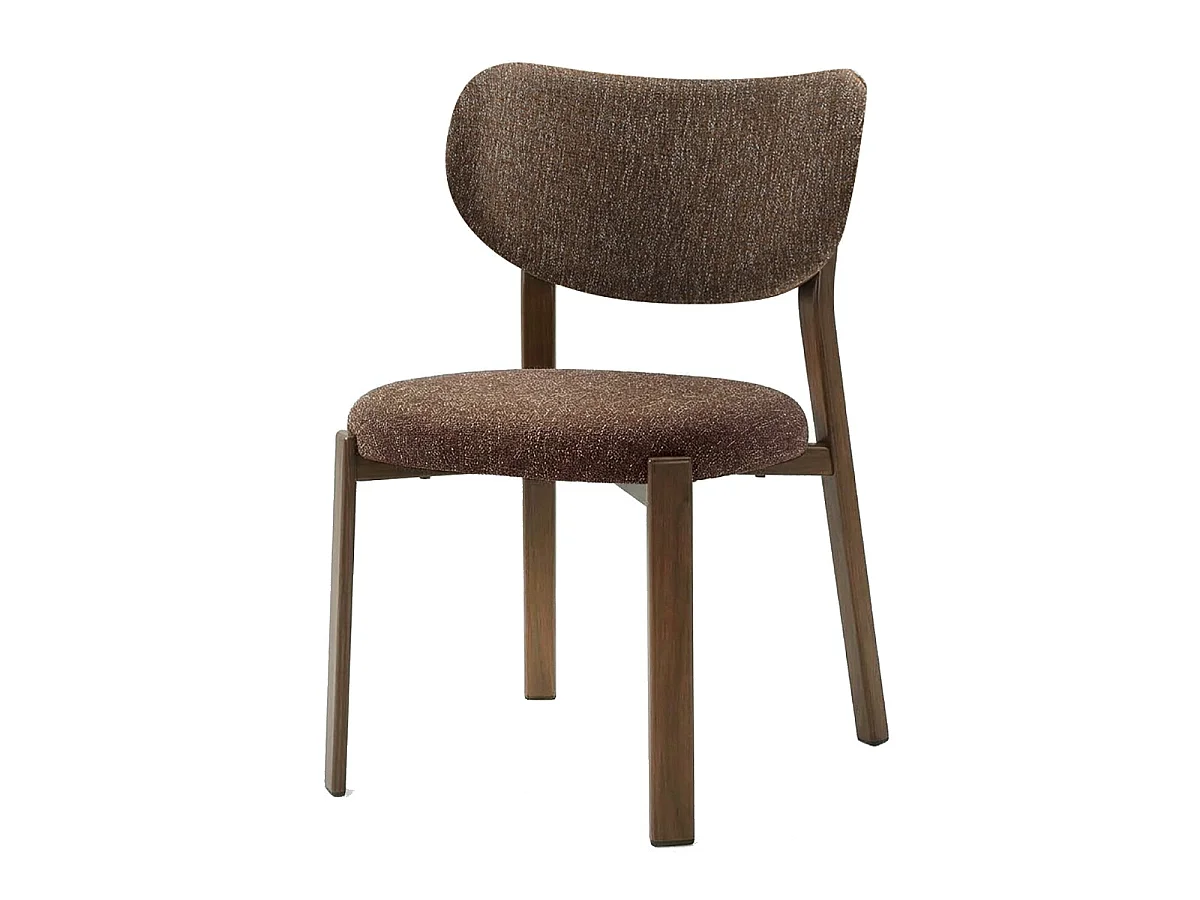 Set di 2 sedie, in tessuto marrone con gambe in finitura noce H77 cm - OSLO