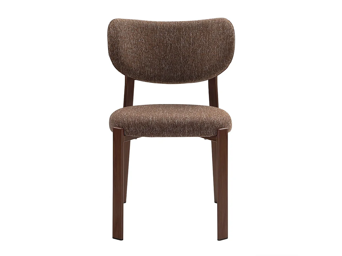 Set di 2 sedie, in tessuto marrone con gambe in finitura noce H77 cm - OSLO