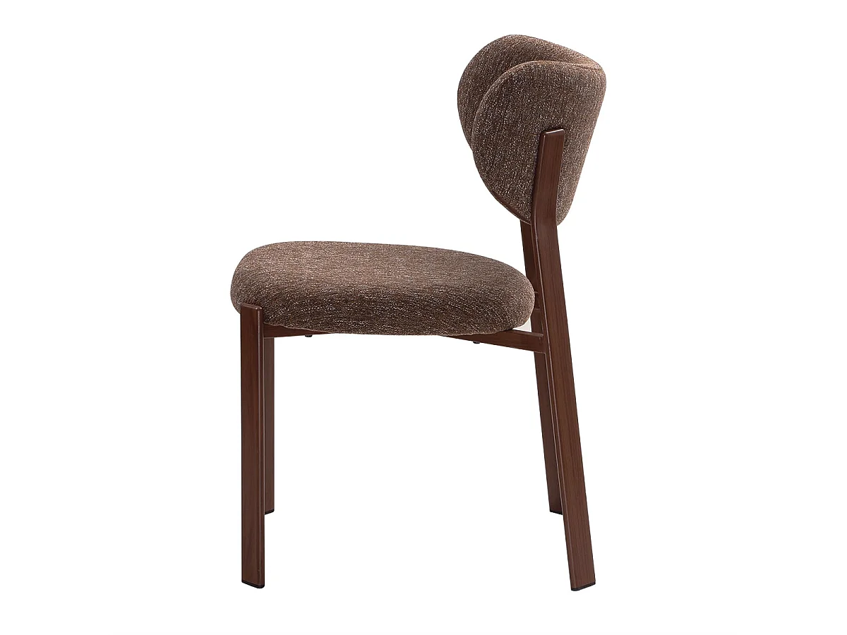 Set di 2 sedie, in tessuto marrone con gambe in finitura noce H77 cm - OSLO