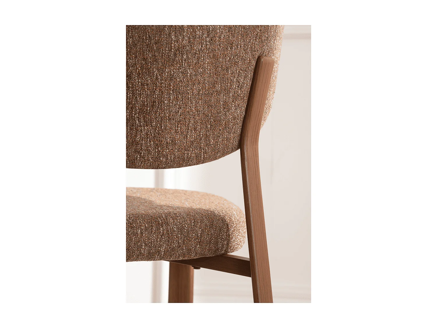 Stühle 2er-Set, brauner Stoff und Beine in Nussbaumdekor H77 cm - OSLO