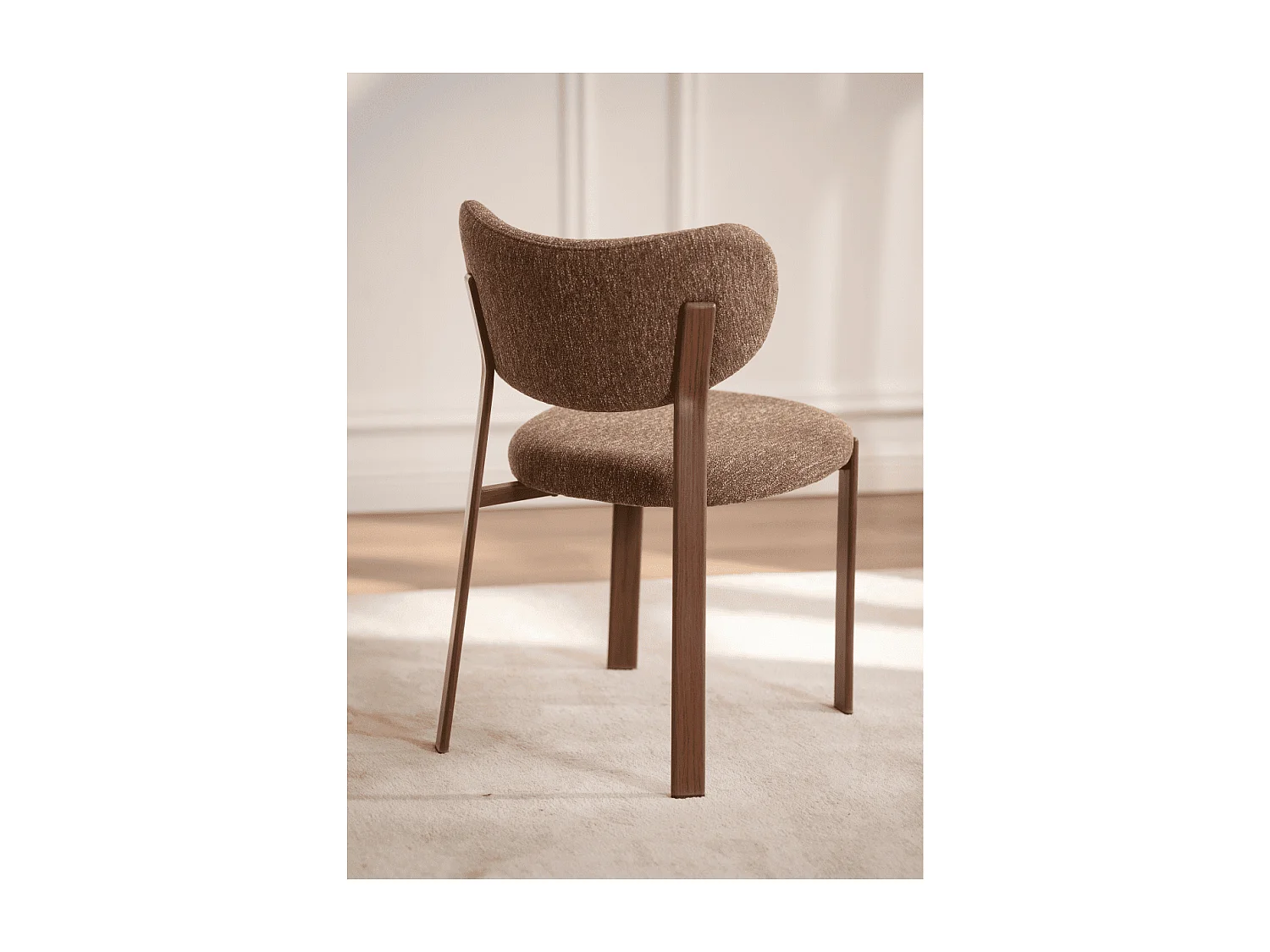 Stühle 2er-Set, brauner Stoff und Beine in Nussbaumdekor H77 cm - OSLO