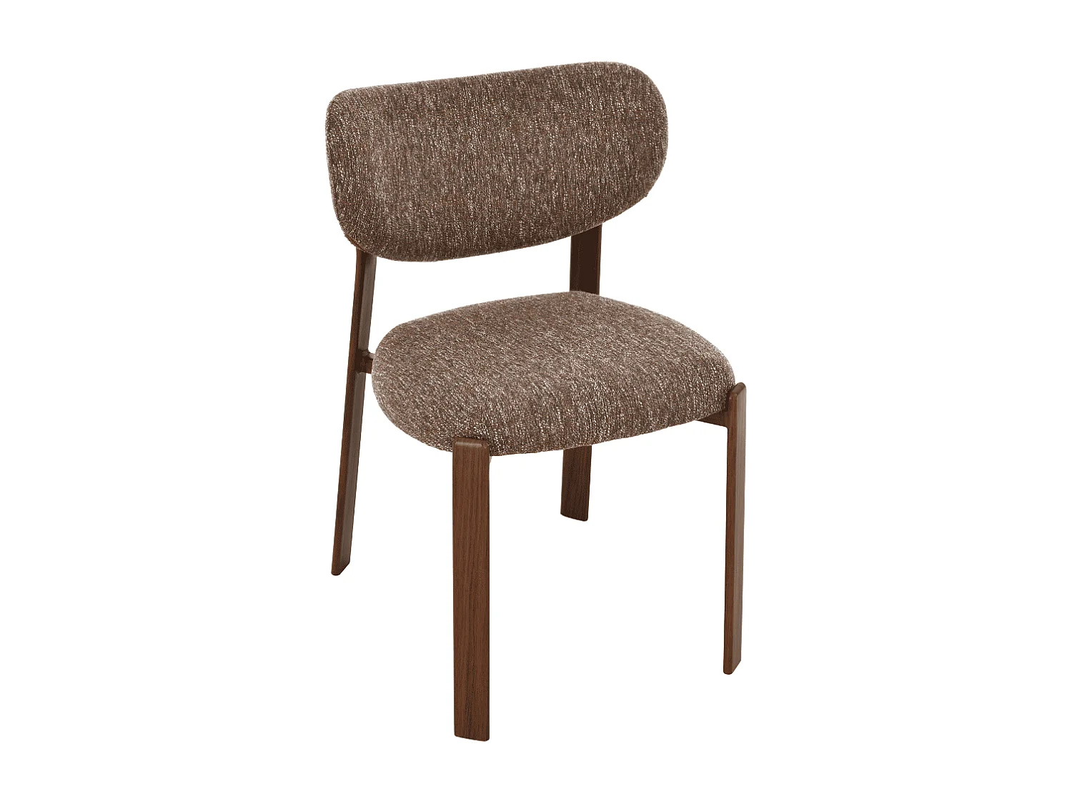 Stühle 2er-Set, brauner Stoff und Beine in Nussbaumdekor H77 cm - OSLO