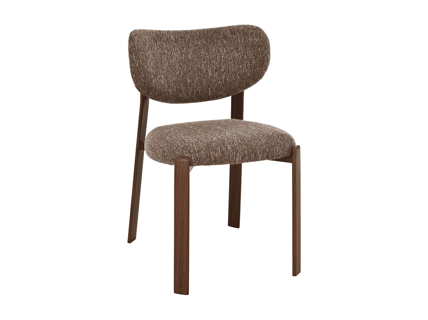 Stühle 2er-Set, brauner Stoff und Beine in Nussbaumdekor H77 cm - OSLO