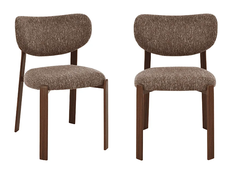 Stühle 2er-Set, brauner Stoff und Beine in Nussbaumdekor H77 cm - OSLO