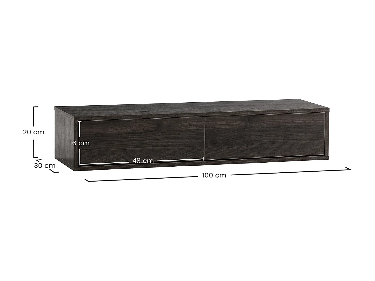 Konsolentisch schwebender Auri 2 schubladen Walnuss-Optik