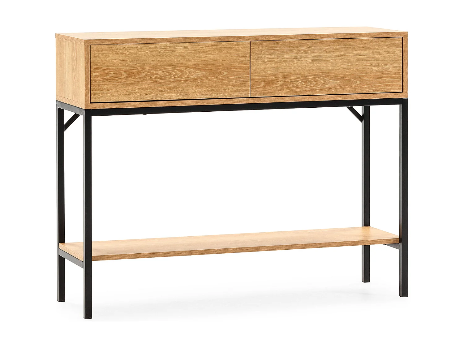 Table console Auri 2 tiroirs effet Chêne
