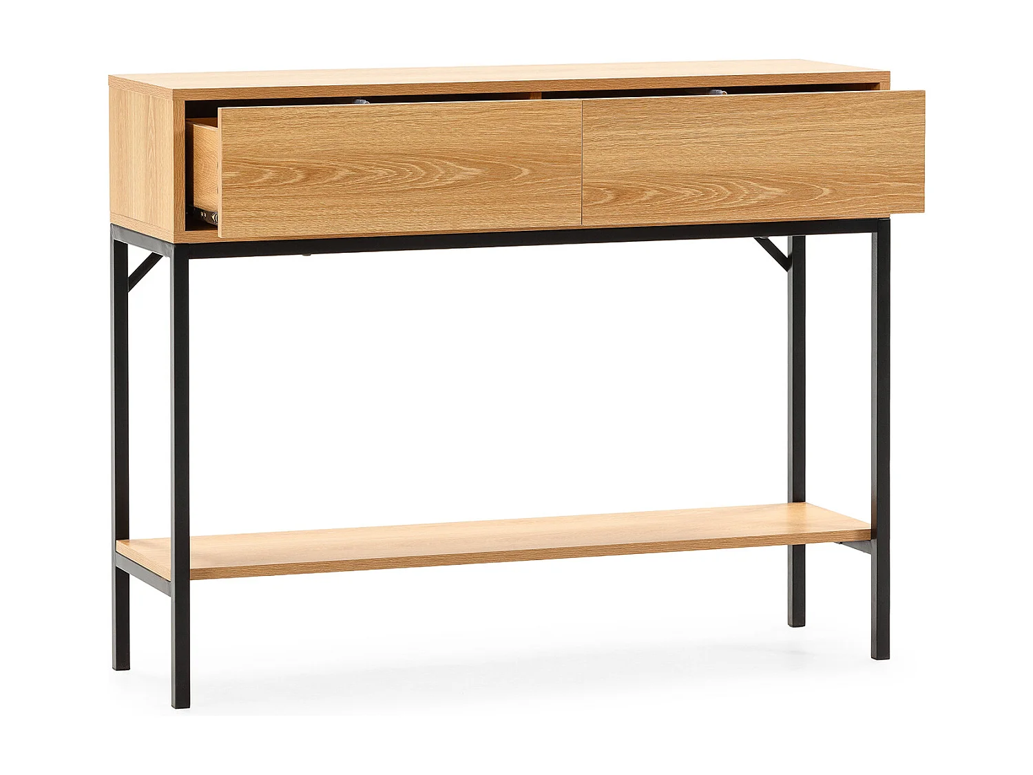 Table console Auri 2 tiroirs effet Chêne