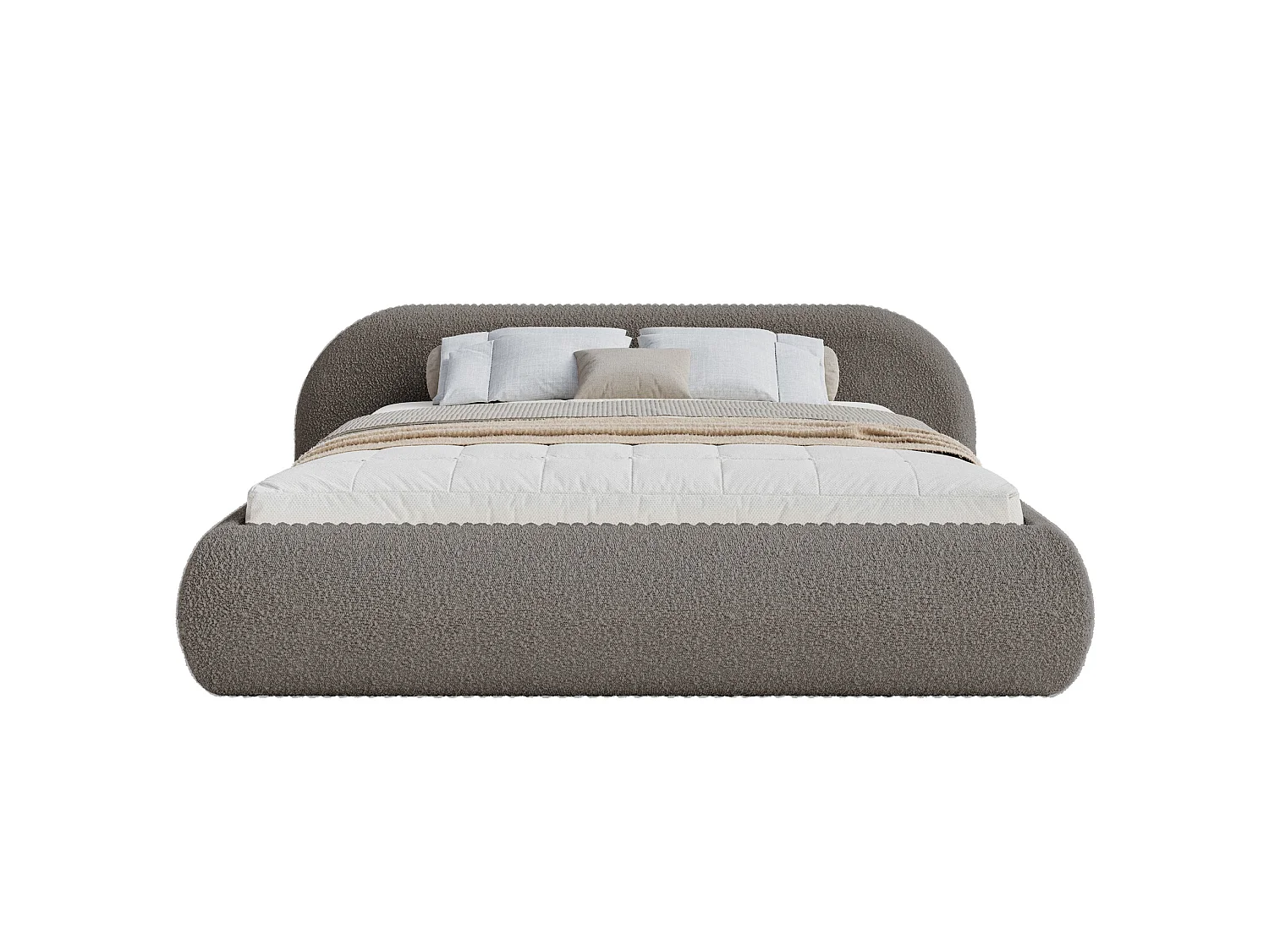 Lit rembourré 180x200 – en bouclé – marron – SHELS LOW