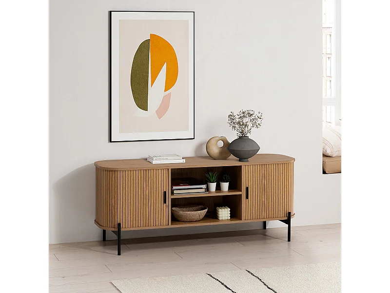 Meuble Tv Mónaco 2 portes effet Chêne