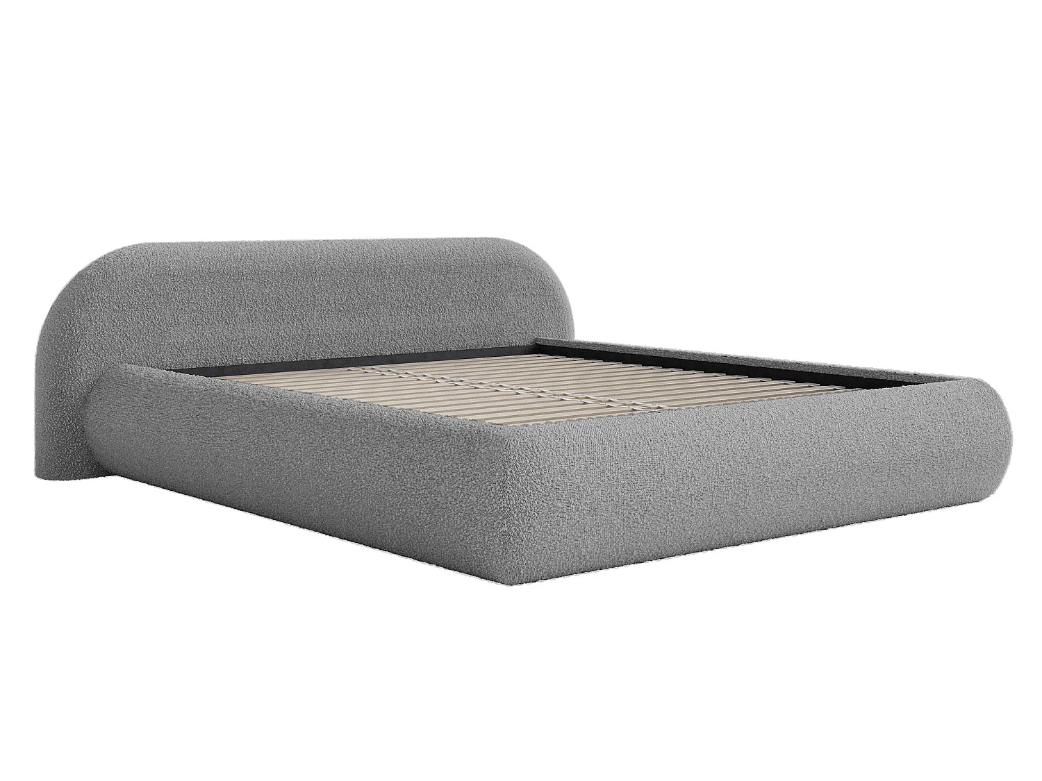 Lit rembourré 160x200 – en bouclé – gris – SHELS LOW