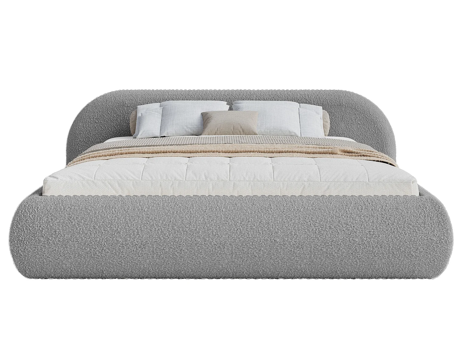 Lit rembourré 160x200 – en bouclé – gris – SHELS LOW