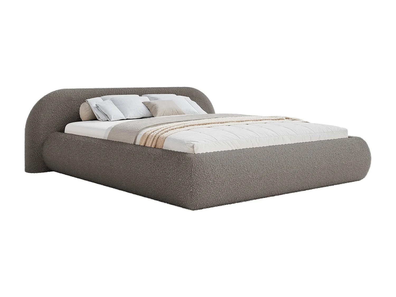 Polsterbett 140x200 – Bouclé – Braun – SHELS LOW