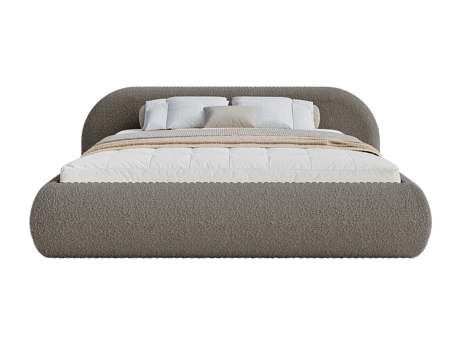 Polsterbett 140x200 mit Bettkasten – Bouclé – Braun – SHELS LOW