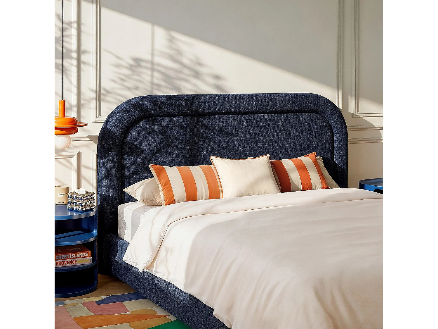 Habitat - Tête de lit en tissu chenille 206 x 108 cm - Bleu nuit - Design by Céline Mognon Fichet - Riga