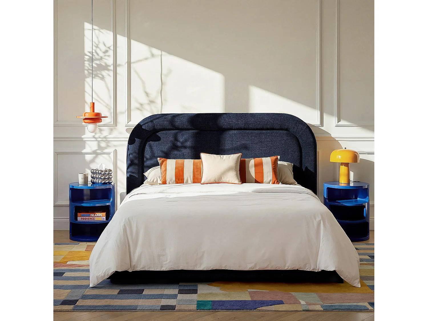 Habitat - Tête de lit en tissu chenille 206 x 108 cm - Bleu nuit - Design by Céline Mognon Fichet - Riga