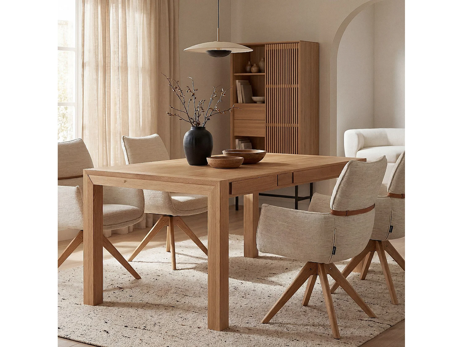 Habitat - Table rectangulaire 6 tiroirs en chêne - Naturel - Design by Bethan Gray - Hanita