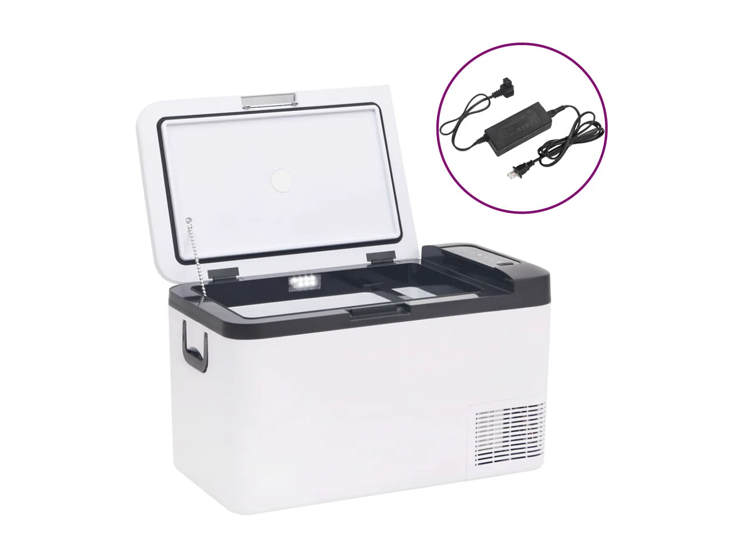 Glacière avec poignée et adaptateur noir et blanc 18 L PP et PE