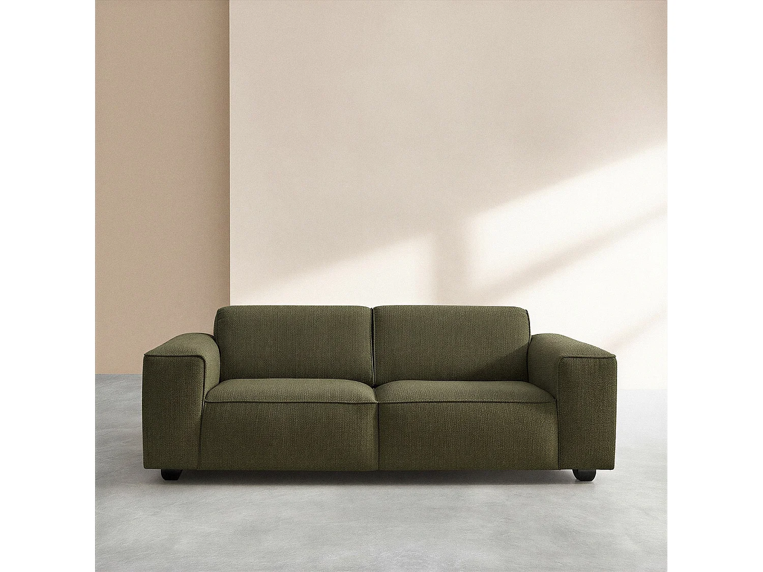 Canapé 3 places en tissu bouclette courte Mira - Vert sapin