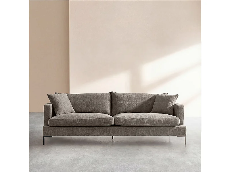 Habitat - Canapé 3 places en tissu Kumal garni de plumes - Gris ardoise - Sierra