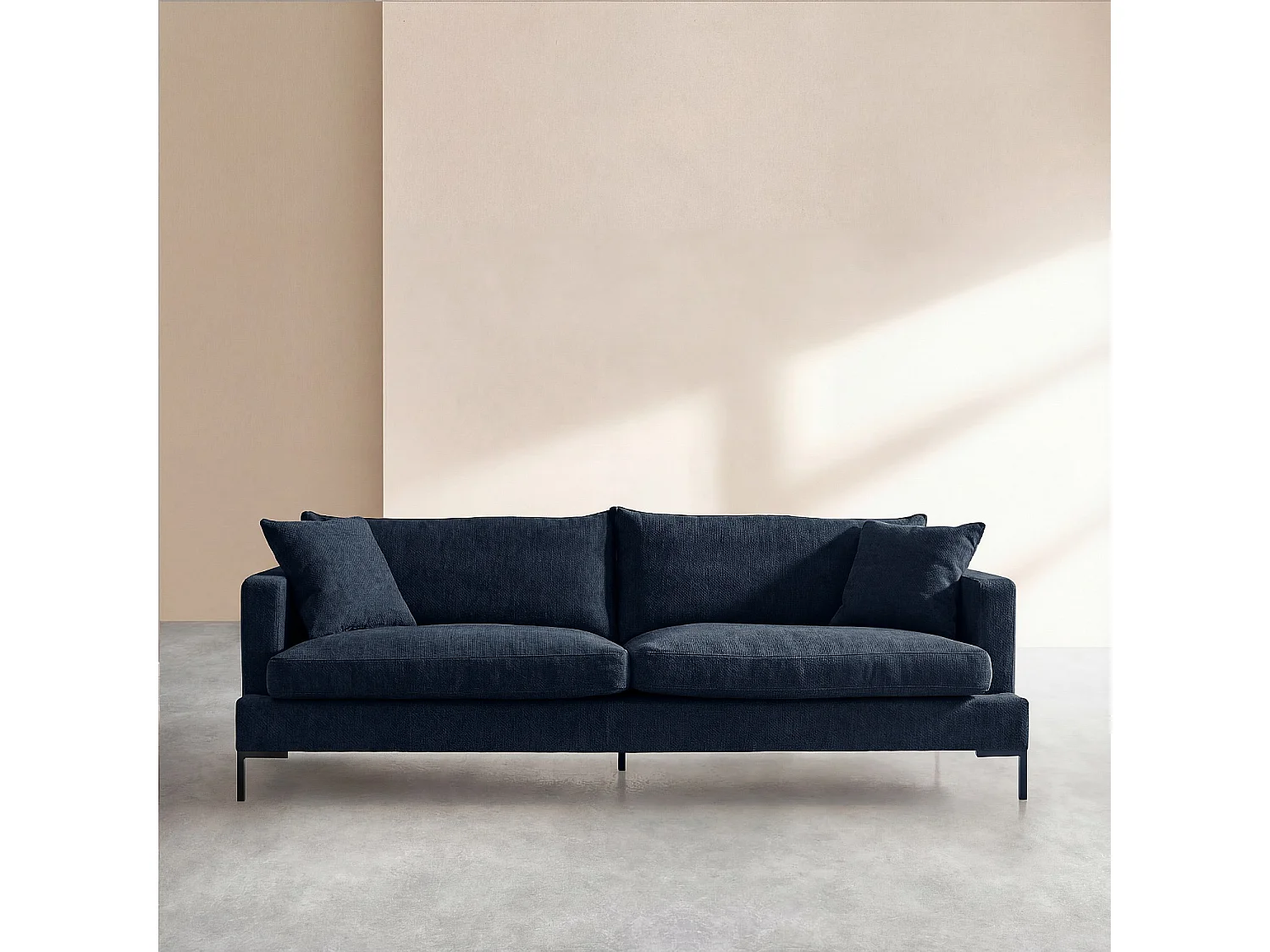 Habitat - Canapé 4 places en tissu Kumal garni de plumes - Bleu nuit - Sierra