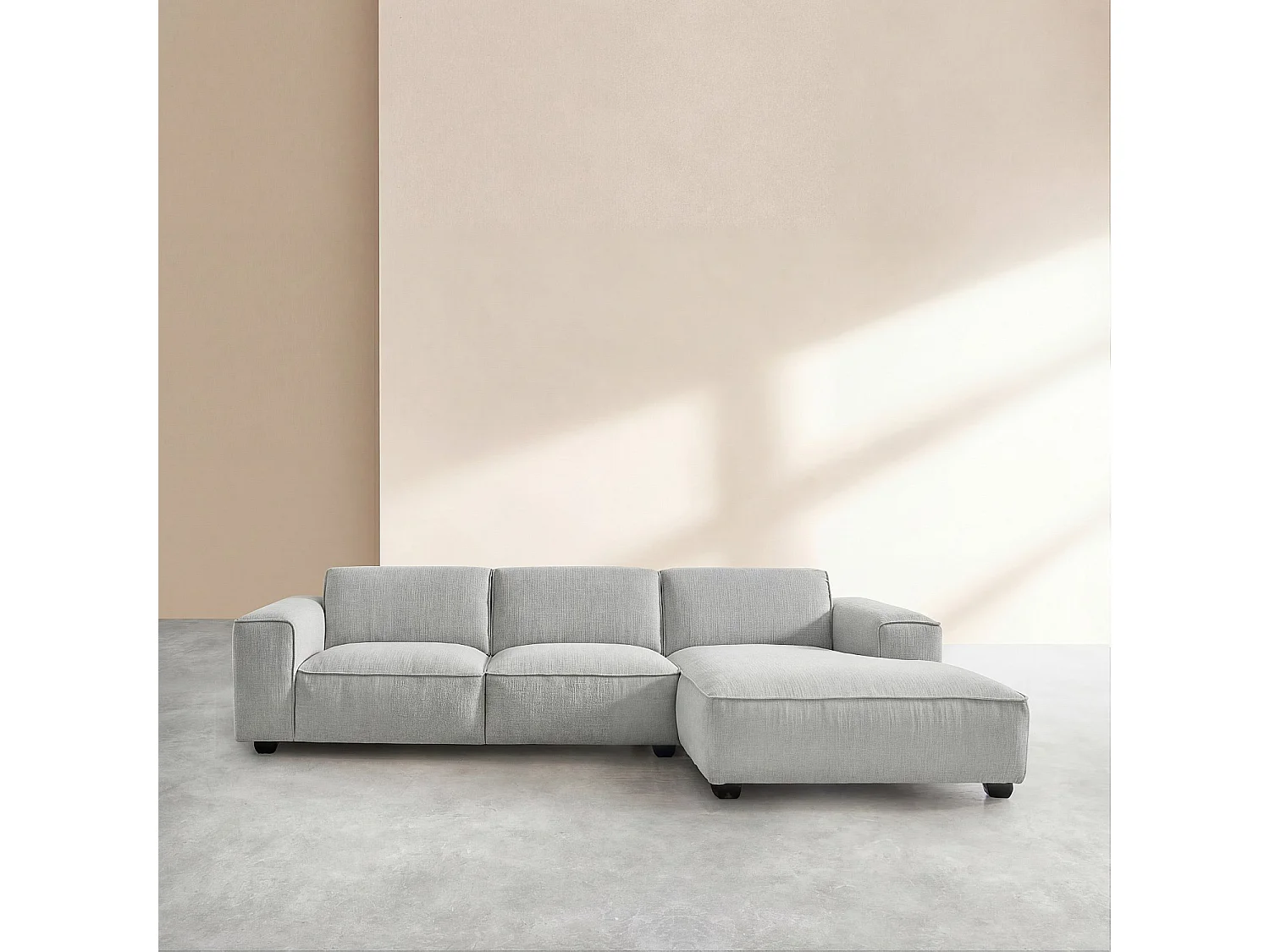 Habitat - Canapé d'angle droit en tissu bouclette courte Mira - Gris perle - Posada II