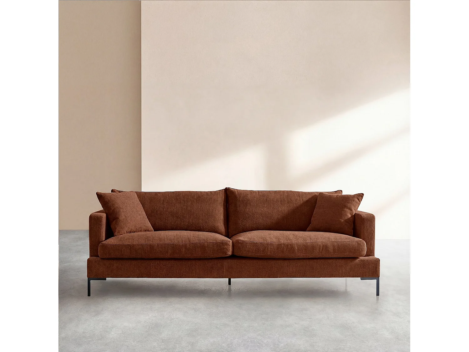 Habitat - Canapé 4 places en tissu Kumal garni de plumes - Terracotta - Sierra