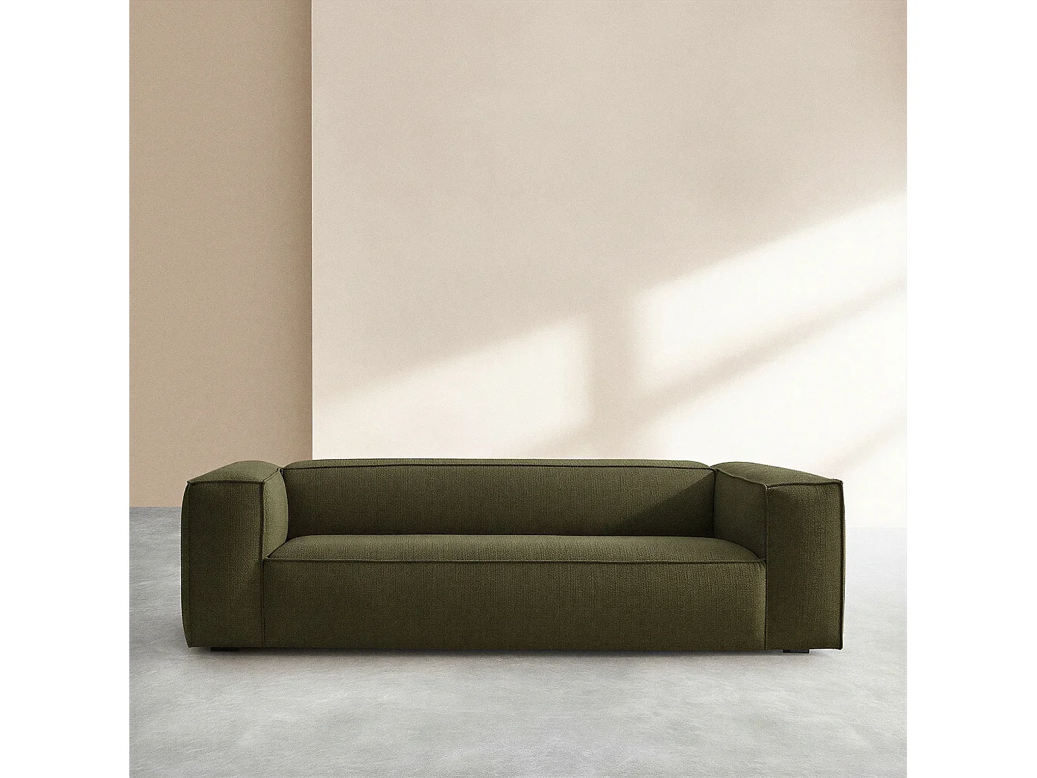 Canapé 4 places en tissu bouclette courte Mira - Vert sapin