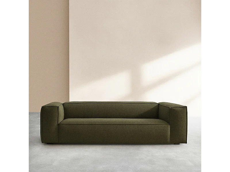 Habitat - Canapé 4 places en tissu bouclette courte Mira - Vert sapin - Edwin