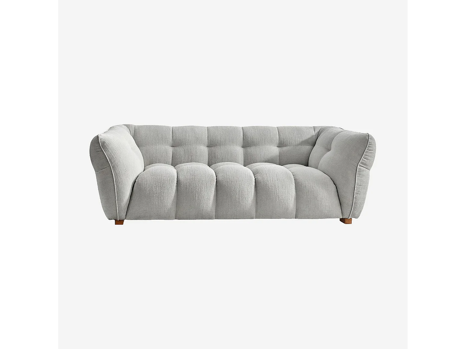 Canapé 3 places en tissu bouclette courte Mira - Gris perle